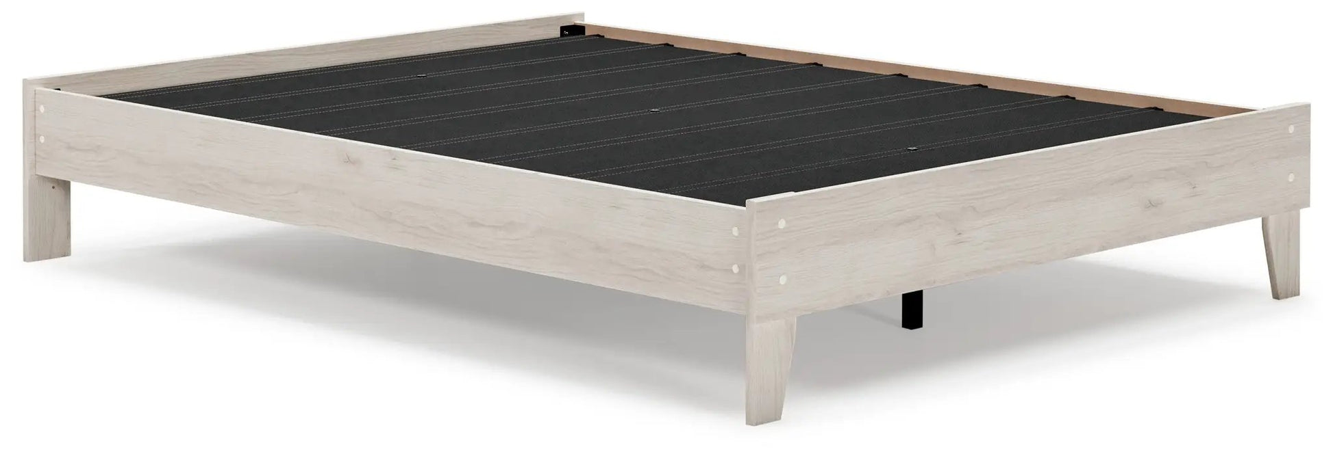 Socalle platform bed frame in light ash wood with black slat base, minimalist design on Tampa Home & Garden Store