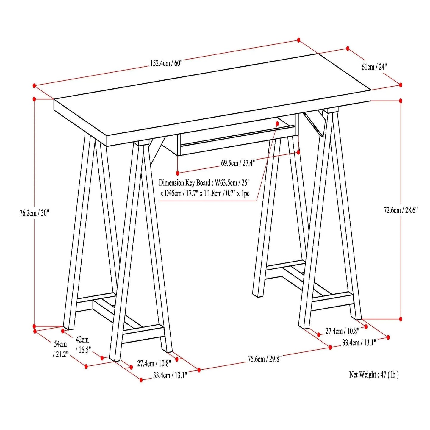 Sawhorse Handcrafted Desk for Home Office