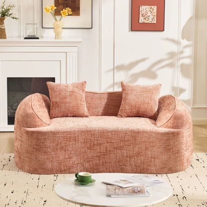 Curved 2 Person Sofa with Armrests and Pillows