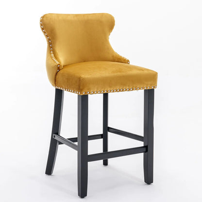 Contemporary Wing-Back Barstools with Tufting