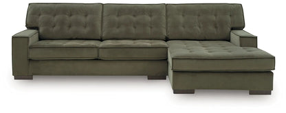 Caspian-Town Sectional sofa, olive green tufted upholstery with chaise by Unique Piece Furniture on Tampa Home & Garden Store