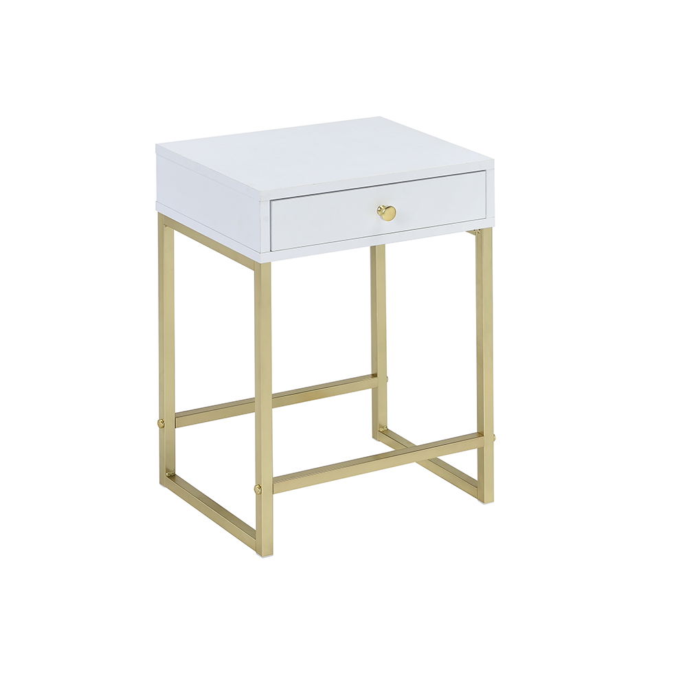 Coleen elegant design accent table white top with gold frame and single drawer by HouseOfZazla on Tampa Home & Garden Store