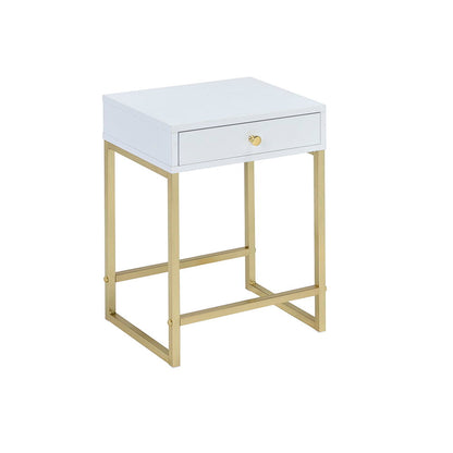 Coleen elegant design accent table white top with gold frame and single drawer by HouseOfZazla on Tampa Home & Garden Store
