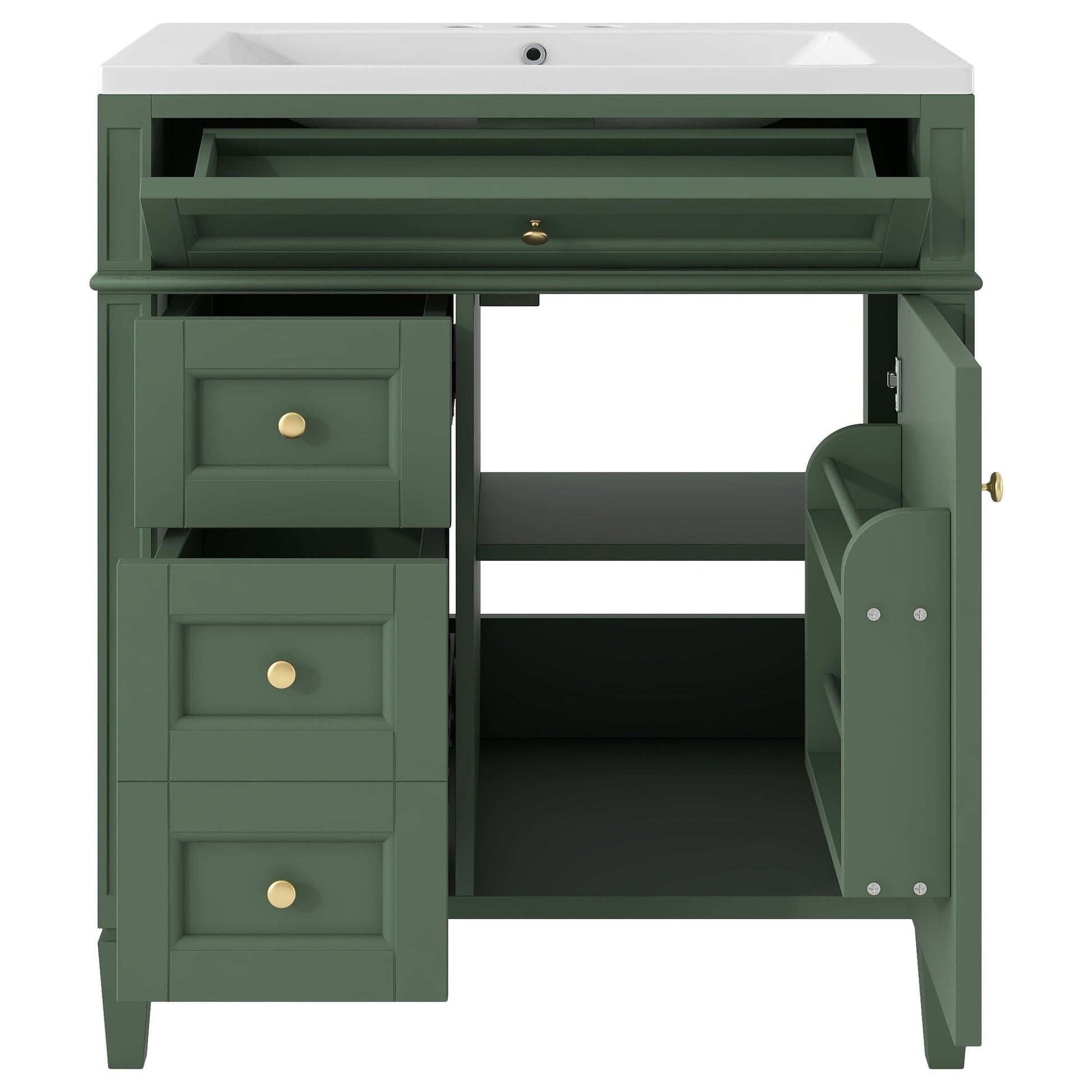 Bathroom Vanity With Medicine Cabinet in green with 2 soft-closing doors and 4 drawers on Tampa Home & Garden Store