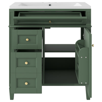 Bathroom Vanity With Medicine Cabinet in green with 2 soft-closing doors and 4 drawers on Tampa Home & Garden Store