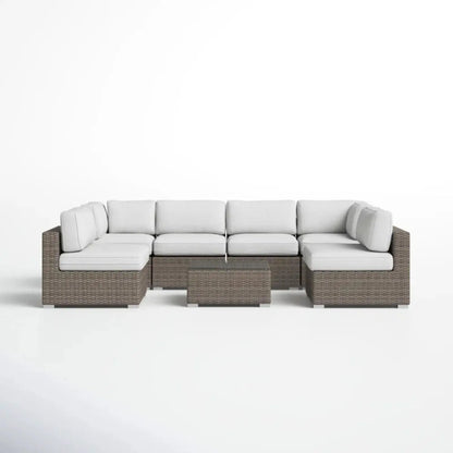 Seating set with cushions, handcrafted wicker design, 4-piece outdoor set with white cushions on Tampa Home & Garden Store