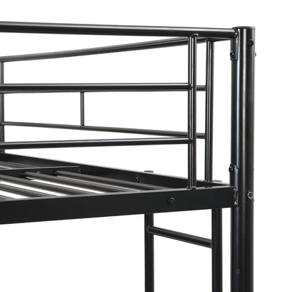 Black metal bunk bed frame, modern full-over-full design with reinforced rails and posts on Tampa Home & Garden Store