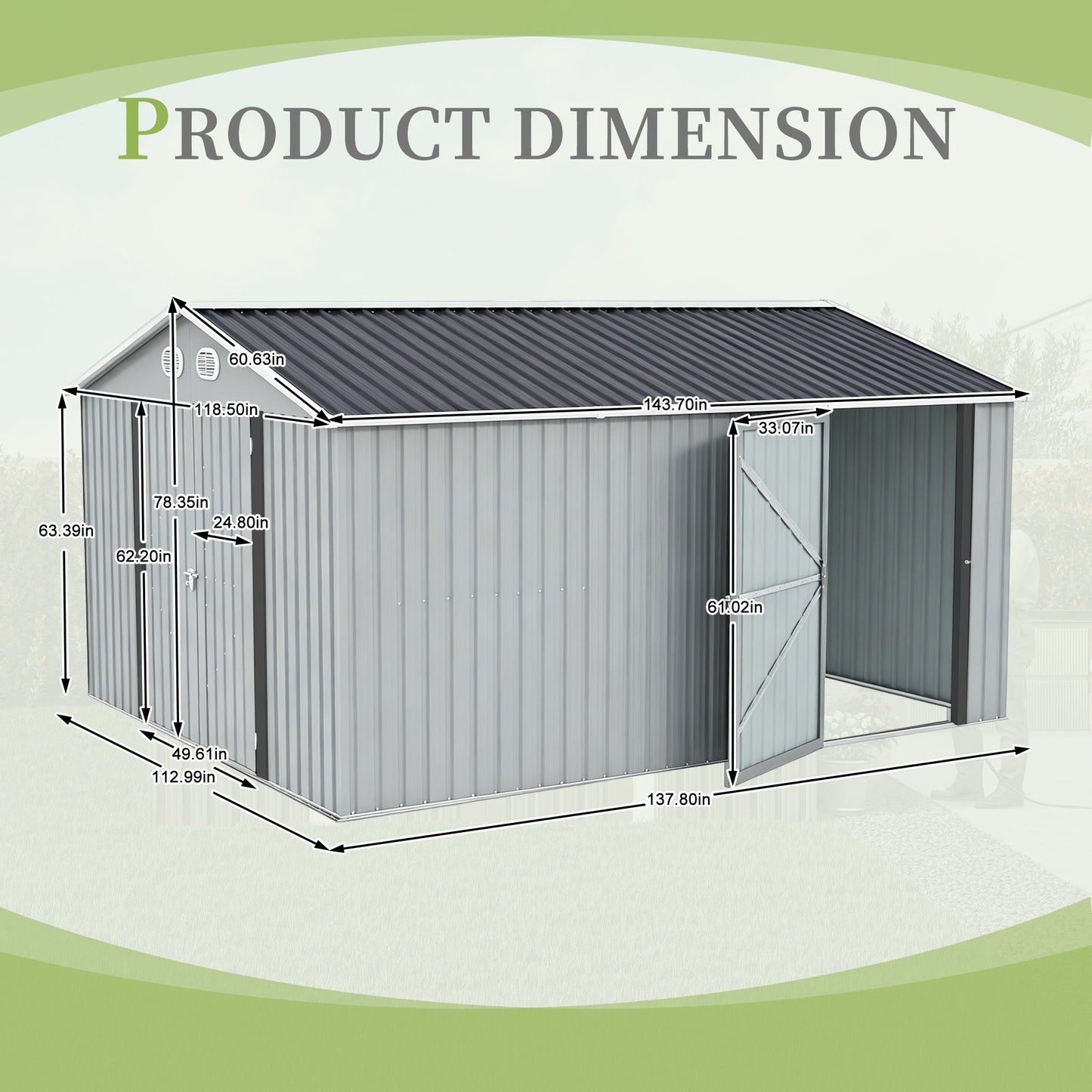 10x12 ft outdoor metal storage shed by HouseOfZazla in gray corrugated steel on Tampa Home & Garden Store
