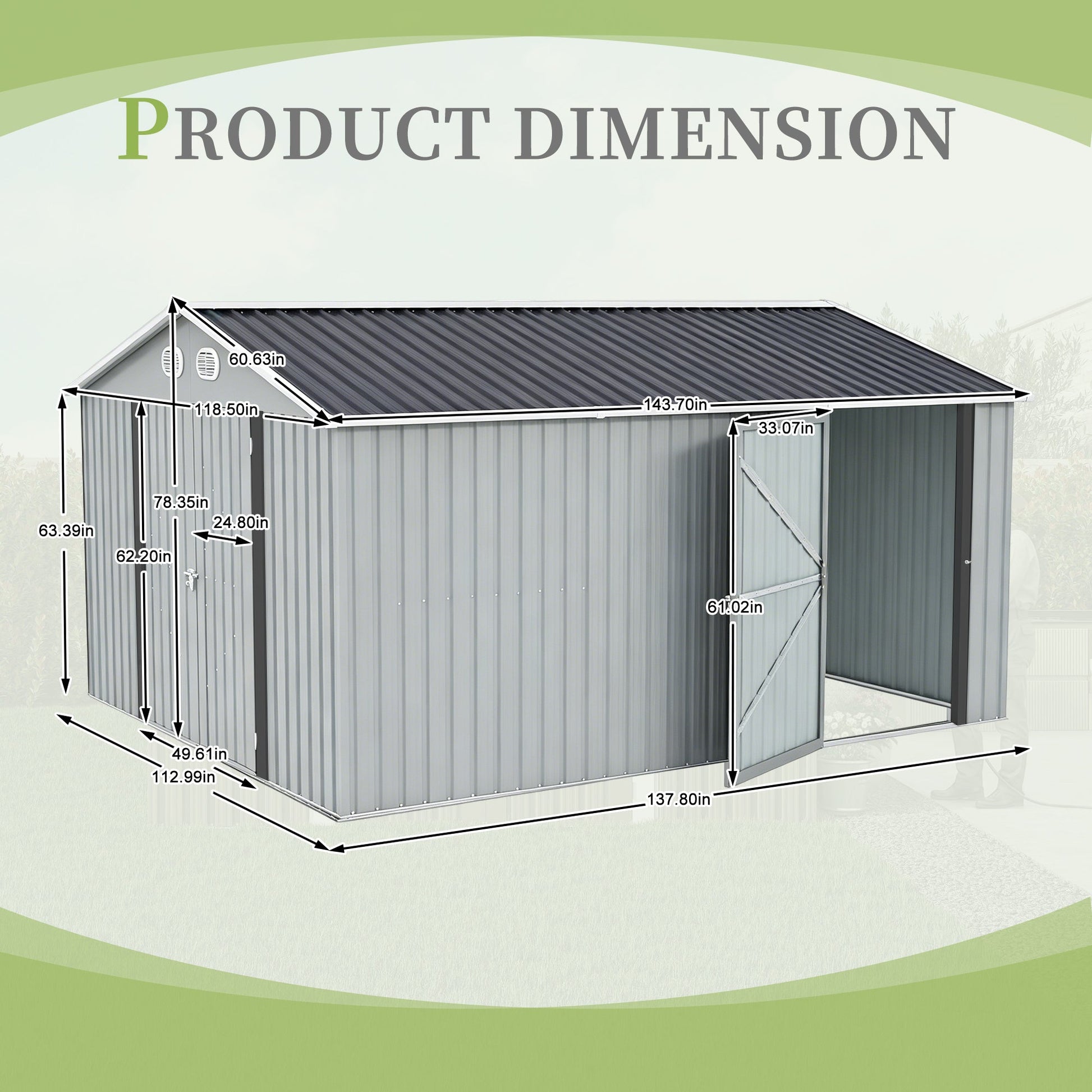 10x12 ft outdoor metal storage shed by HouseOfZazla in gray corrugated steel on Tampa Home & Garden Store