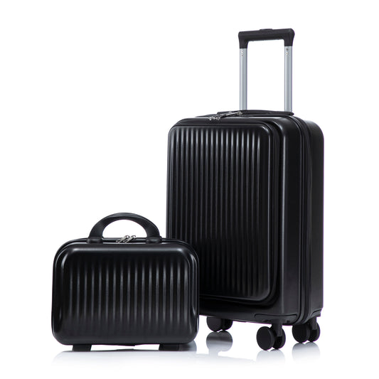 HouseOfZazla ABS spinner luggage set 14/20 in black with cosmetic case on Tampa Home & Garden Store