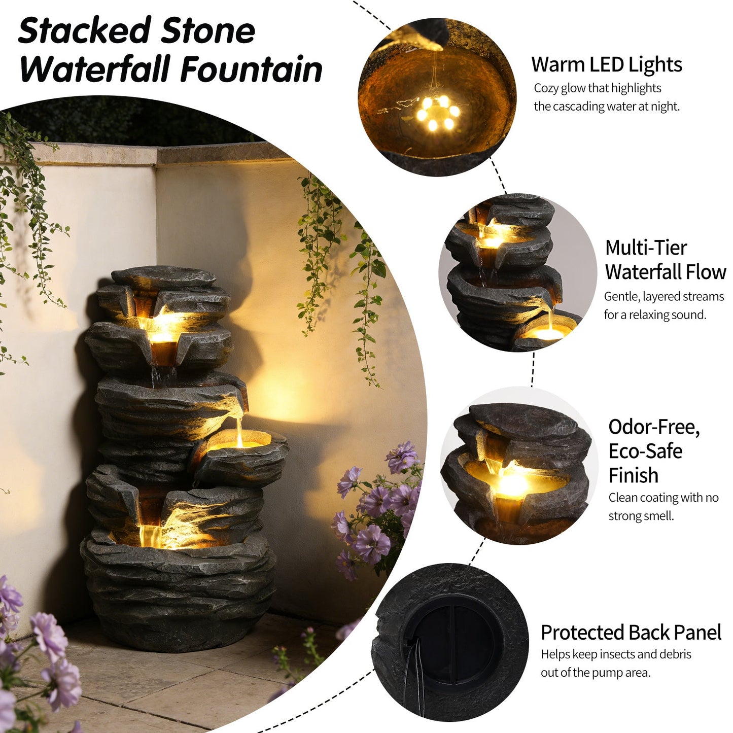 Outdoor Resin Waterfall Fountain for Garden