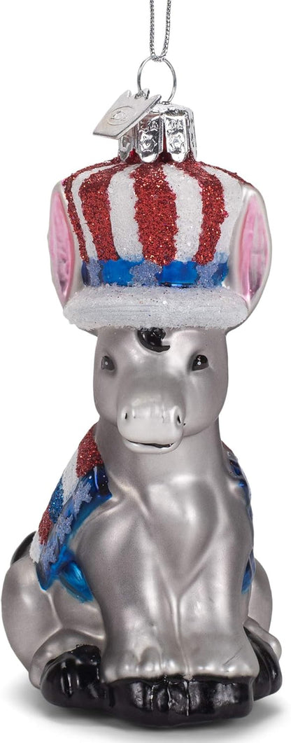 Nobel Gems Political Glass Ornament - Democratic Donkey