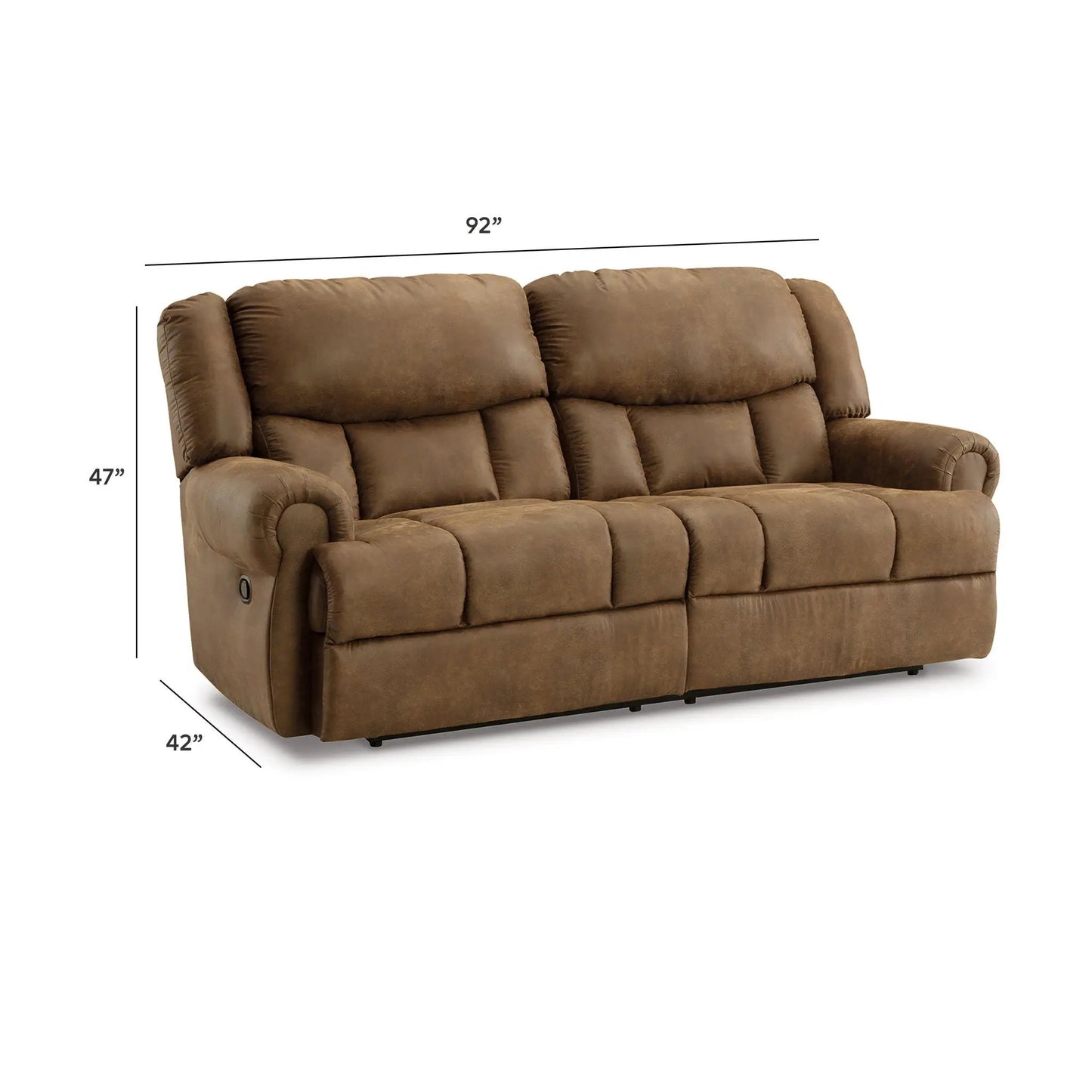 Boothbay 2-Seat Reclining Sofa in brown leather by Unique Piece Furniture with cushioned comfort on Tampa Home & Garden Store