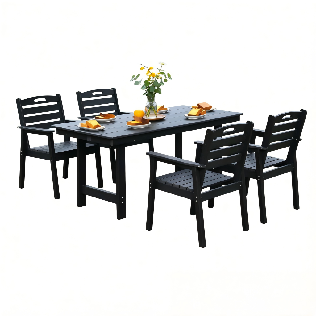 HDPE Patio Dining Set and Four Outdoor Chairs