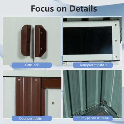 Galvanized Steel Outdoor Storage Shed and Padlock