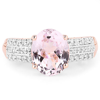 Ring: 14K rose gold plated kunzite center with white zircon on a .925 silver band, Bids.com on Tampa Home & Garden Store