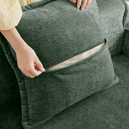 Modern Green Velvet and Slim Armless Sofa
