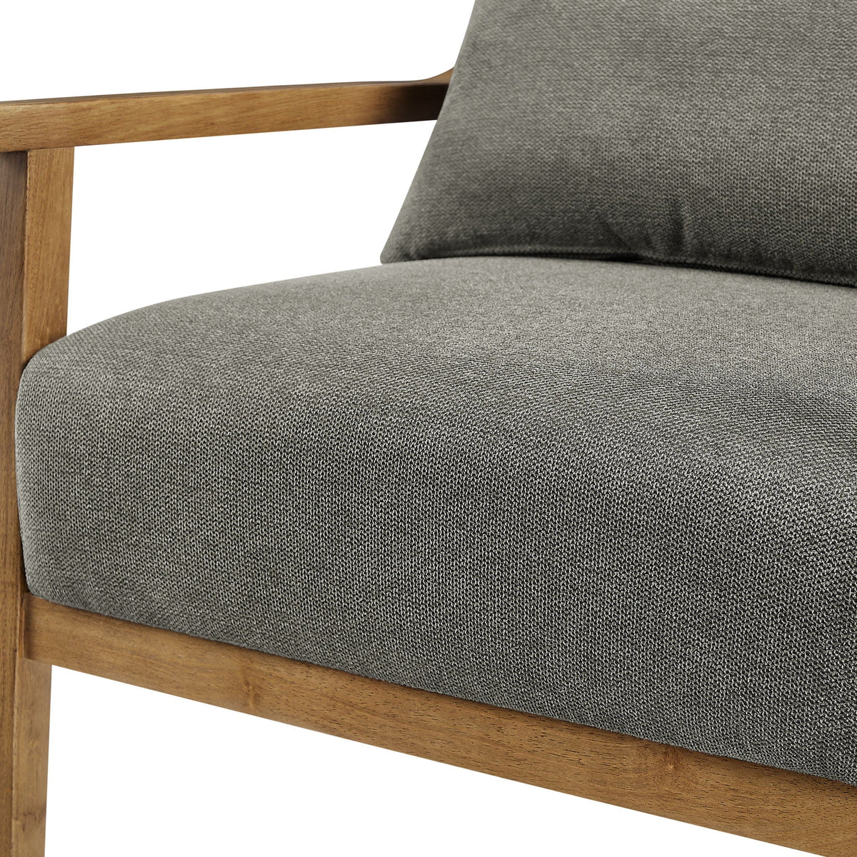 Arm Accent Chair with Lumbar Pillow in gray fabric, wood frame by HouseOfZazla on Tampa Home & Garden Store