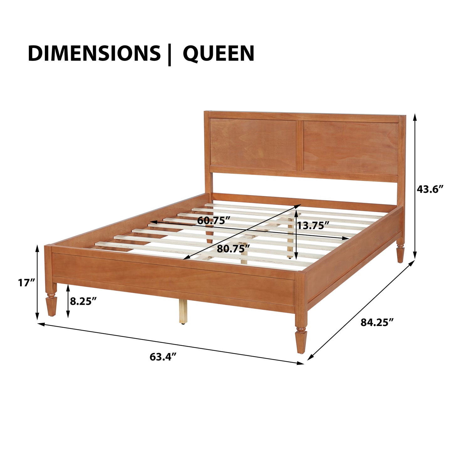 Queen Wood Platform Bed Frame with Headboard
