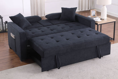 Convertible sleeper loveseat in dark gray fabric with tufted cushions by HouseOfZazla on Tampa Home & Garden Store