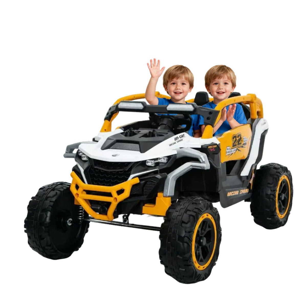 Ride-On Trencher-style electric kid truck yellow/white 12V with remote and suspension HouseOfZazla on Tampa Home & Garden Store