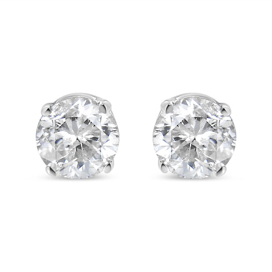Diamond stud earrings in 14K white gold, AGS certified, 1.0 cttw round brilliant-cut, push-back on Tampa Home & Garden Store