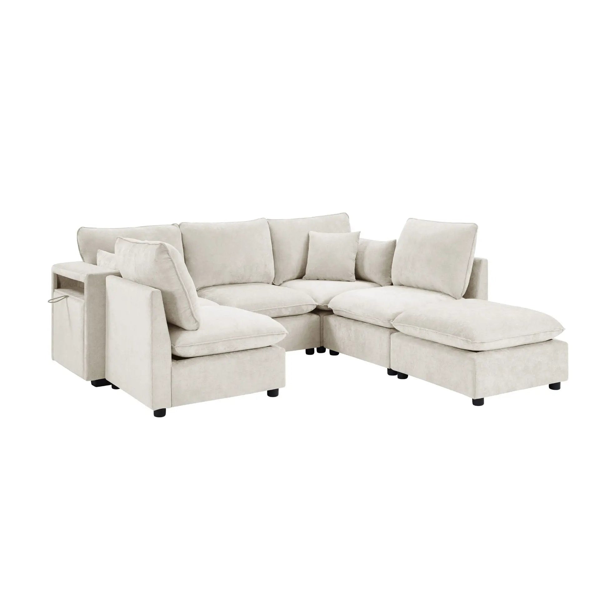 2-piece beige U-shaped sectional sofa set with movable ottoman by Unique Piece Furniture on Tampa Home & Garden Store
