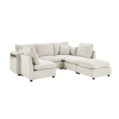 2-piece beige U-shaped sectional sofa set with movable ottoman by Unique Piece Furniture on Tampa Home & Garden Store
