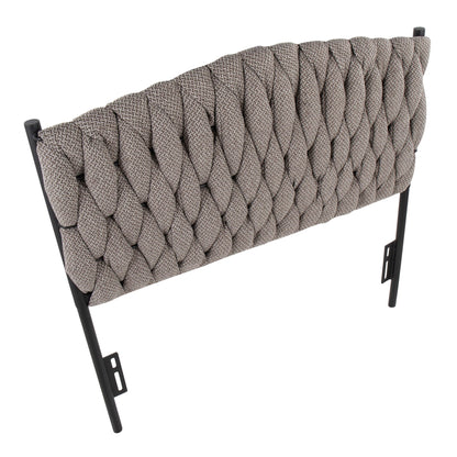 Braided Matisse Upholstered Headboard Twin Size in textured taupe fabric with black metal legs on Tampa Home & Garden Store
