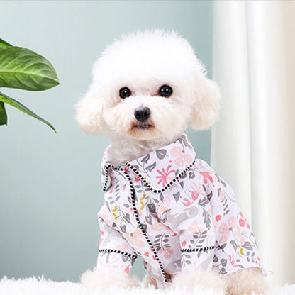 Pet Zen dog pajamas in incense-style floral print with black piping for small dogs on Tampa Home & Garden Store