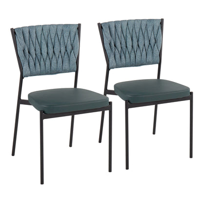 Braided Contemporary Chair Set with padded blue seats, 2 chairs HouseOfZazla on Tampa Home & Garden Store