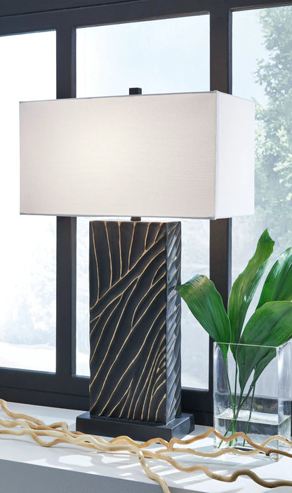 Bartlen Poly Table Lamp in Black and Gold Finish