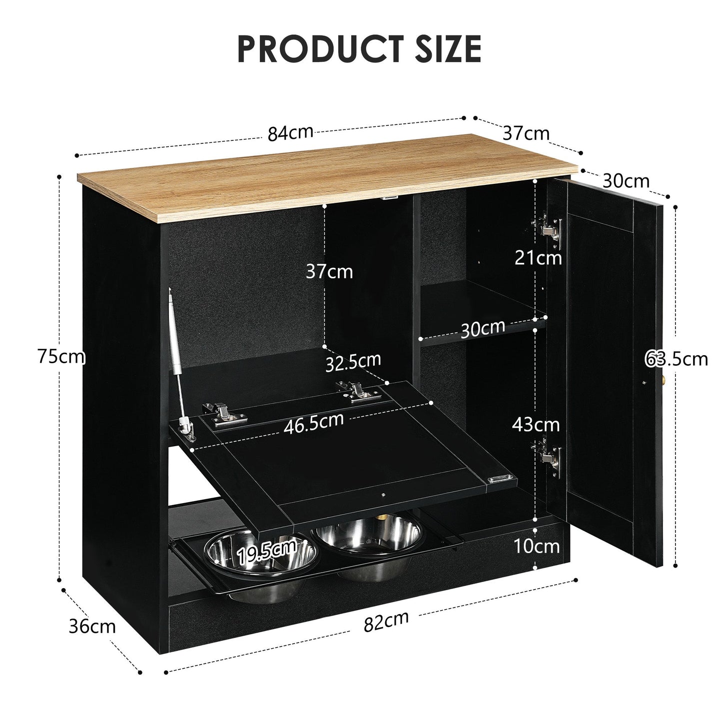 Feeding station with 2 lockers and elevated bowls black by HouseOfZazla on Tampa Home & Garden Store