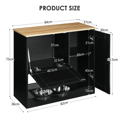 Feeding station with 2 lockers and elevated bowls black by HouseOfZazla on Tampa Home & Garden Store