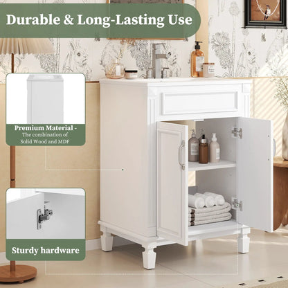 Bathroom vanity with top sink, white cabinet with 2 soft-closing doors Unique Piece Furniture on Tampa Home & Garden Store
