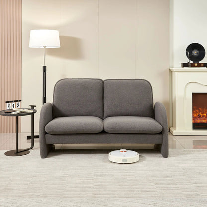 Loveseat sofa in grey sherpa fabric, compact two-seat living room couch by Unique Piece Furniture on Tampa Home & Garden Store