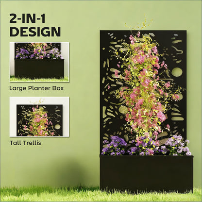Stylish Plant Bed planter by HouseOfZazla; black large planter with pink blooms on Tampa Home & Garden Store