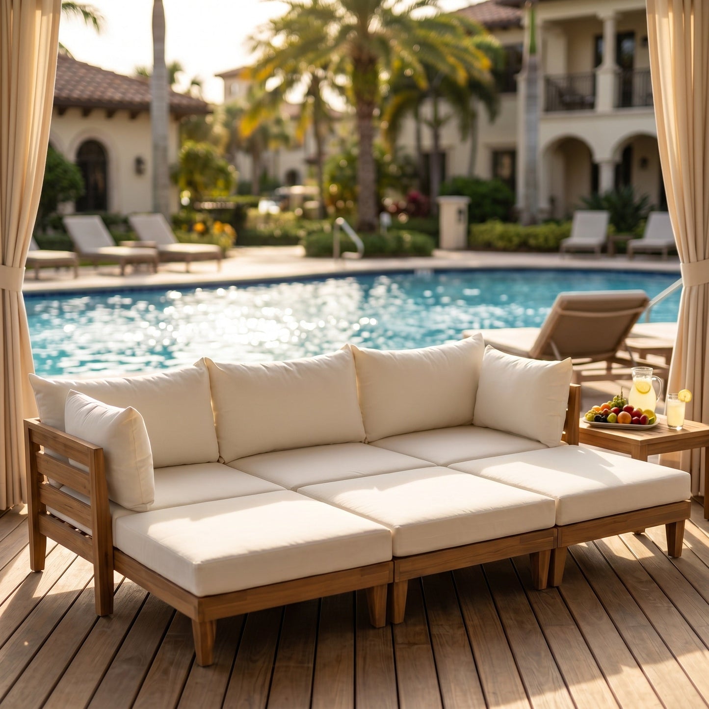Topmax 6 Piece Acacia Wood Patio Sofa Set