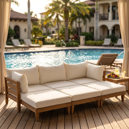 Topmax 6 Piece Acacia Wood Patio Sofa Set