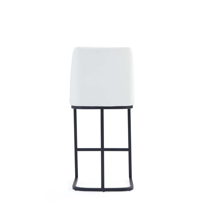 Serena counter stool with white backrest and black metal frame, 24–27in counter height on Tampa Home & Garden Store
