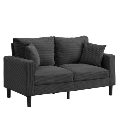 Modern Upholstered 2 Piece Sofa Set: 3-Seater & 2-Seater in dark charcoal corduroy on Tampa Home & Garden Store