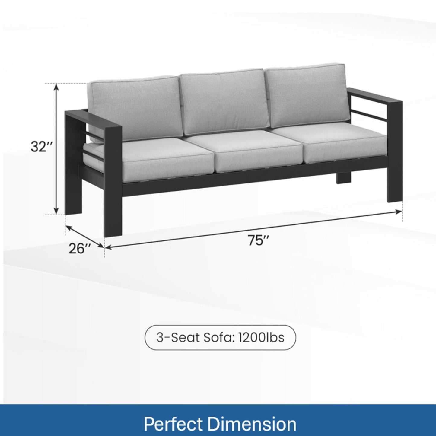 All Weather Patio Sofa and Plush Seat Cushions