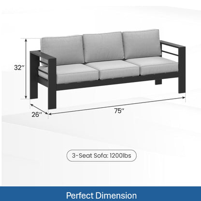 All Weather Patio Sofa and Plush Seat Cushions