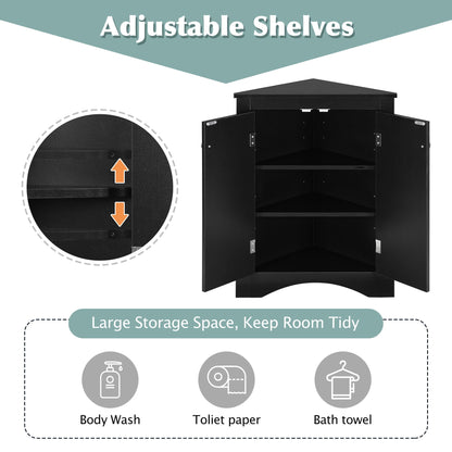 Triangle bathroom storage cabinet with adjustable shelves, black linen cabinet by HouseOfZazla on Tampa Home & Garden Store
