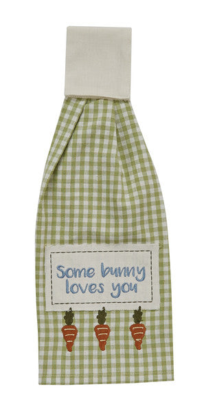 Torchon à vaisselle appliqué « Un lapin t’aime »