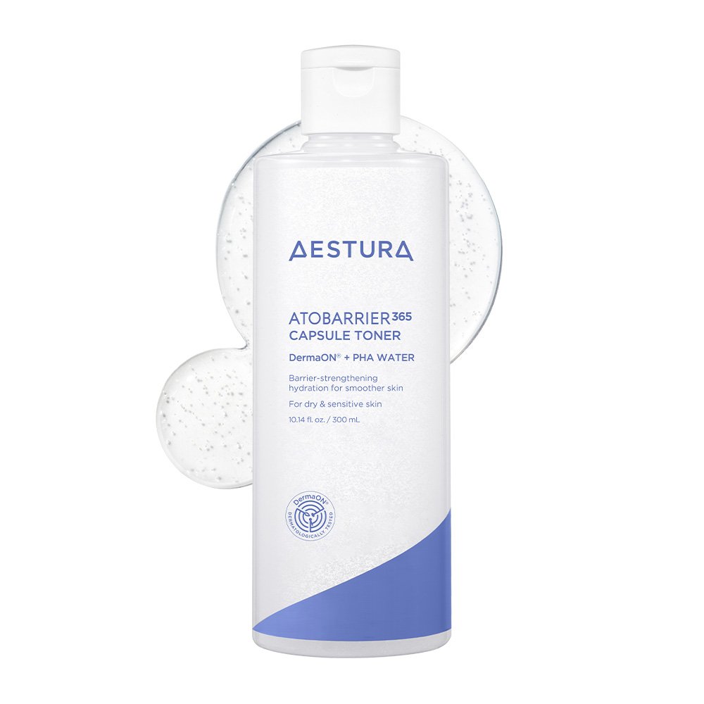 AESTURA Atobarrier 365 Capsule Toner 300ml white bottle with blue branding on Tampa Home & Garden Store