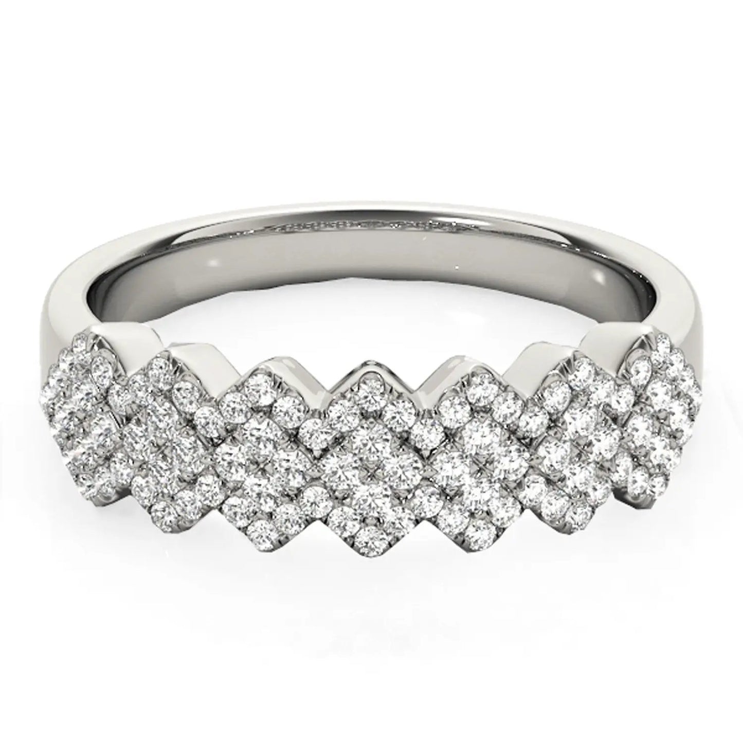 Diamond studded wide multi-diagonal ring in 14k white gold, 5/8 cttw, by Bids.com on Tampa Home & Garden Store