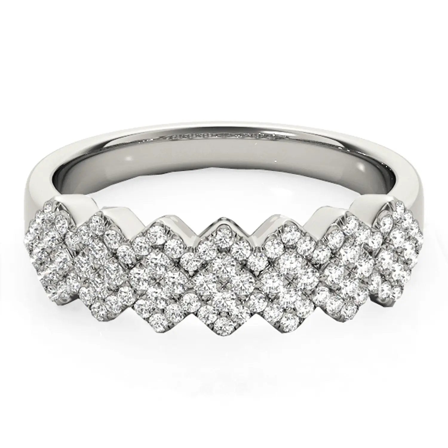 Diamond studded wide multi-diagonal ring in 14k white gold, 5/8 cttw, by Bids.com on Tampa Home & Garden Store