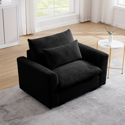 Black Corduroy Deep Seat Single Accent Chair