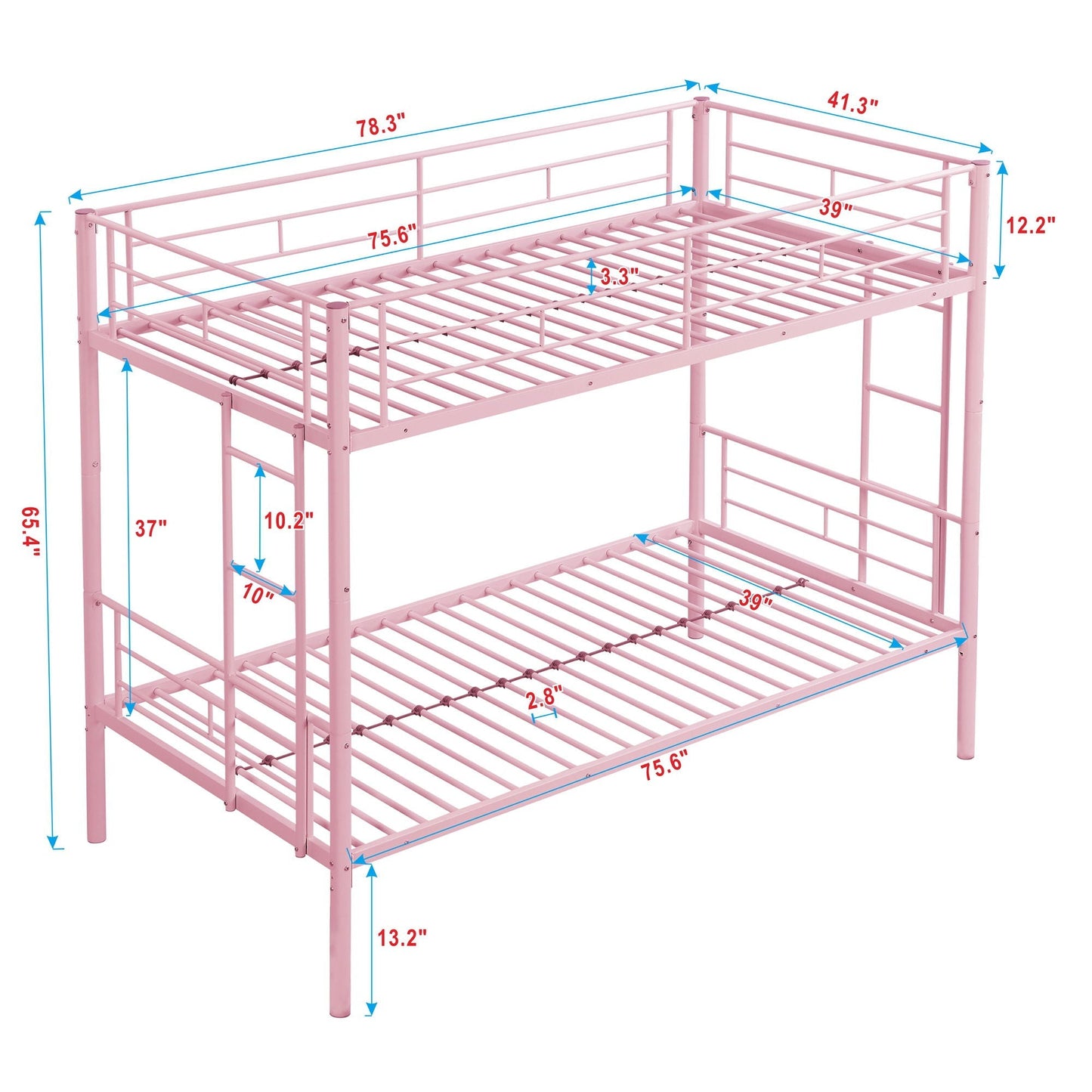 Modern Metal Frame Bunk Bed With Trundle